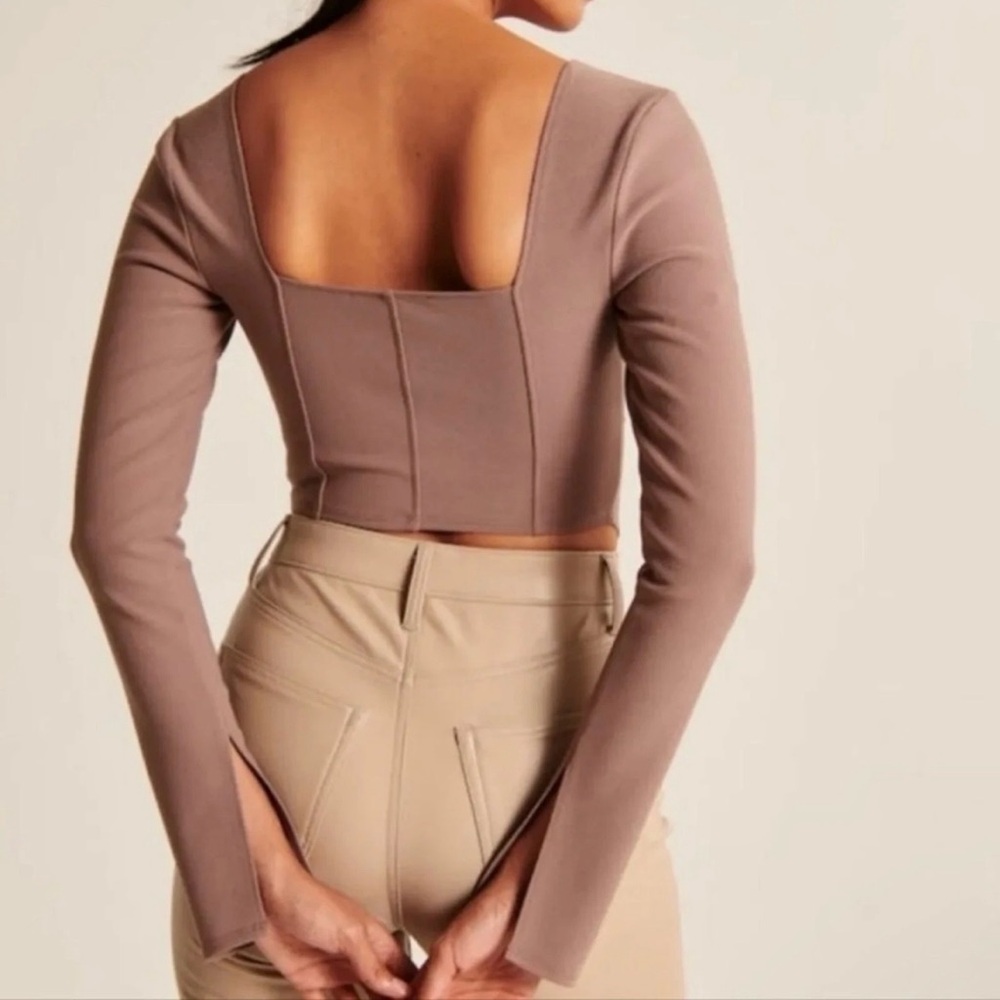 NWT Abercrombie & Fitch Cropped Top SZ L Taupe Whimsygoth Corset Bustier Party - Picture 12 of 12